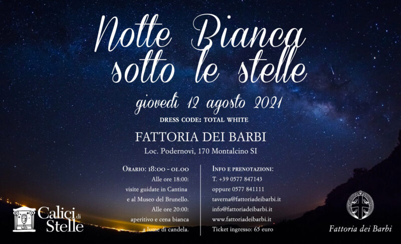 Montalcino, torna la notte bianca alla Fattoria Dei Barbi, giovedì 12 agosto