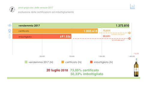 Successo della DOC Pinot grigio delle Venezie: ottimi i risultati della semestrale
