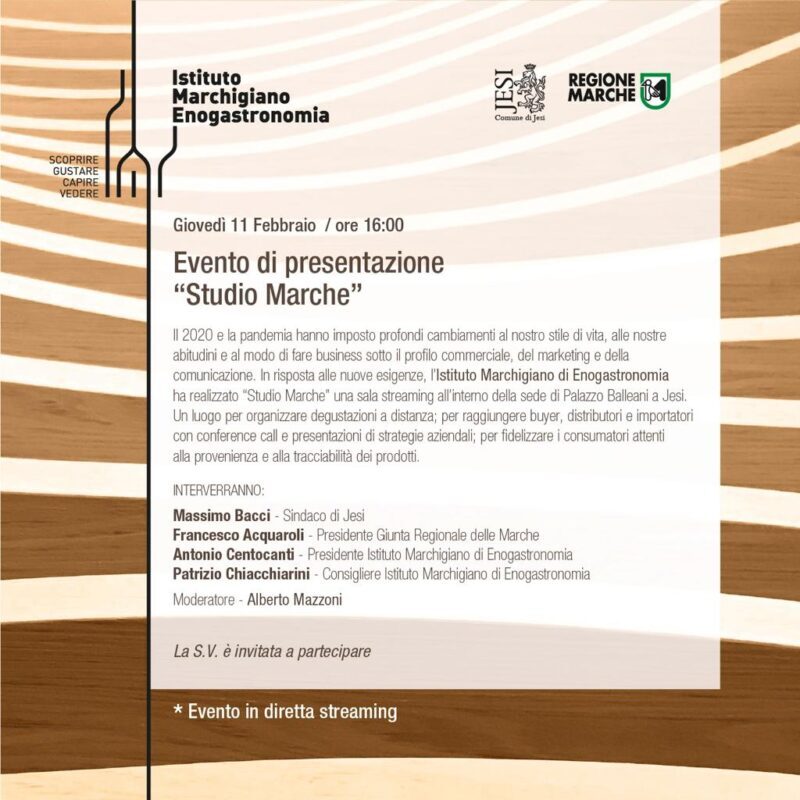 Save the date evento di presentazione online “Studio marche", giovedì 11 febbraio / ore 16.00