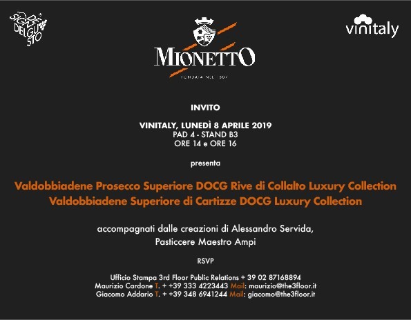 Vinitaly 2019: Mionetto protagonista con la novità “Valdobbiadene Prosecco Superiore Docg Rive di Collalto”