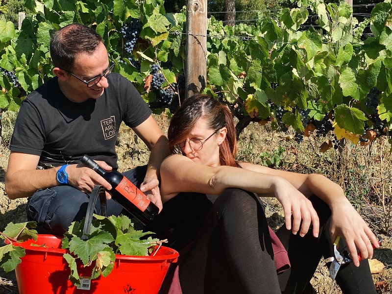 Raffale Paolini E Sara Tirabassi Nella Vigna Di Petit Verdot