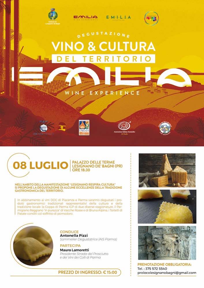 Emilia Wine Experience: l'8 luglio l'evento Vino e Cultura del Territorio, appuntamento a Lesignano de’ Bagni (Pr)